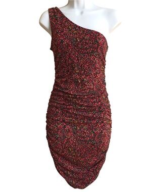 Leith Floral Ruched One Shoulder Dress NEW
